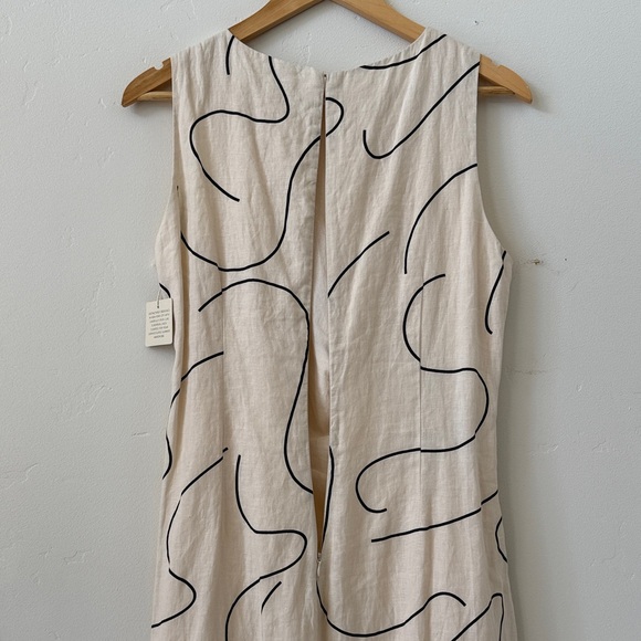 NWT Magaschoni 100% Linen Cream Sleeveless Summer Midi Dress Resortwear Vacation - Picture 11 of 14